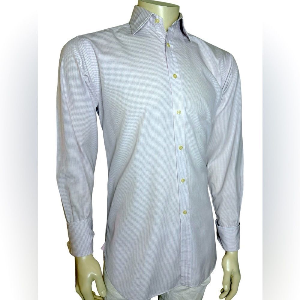 NWOT Classy Thomas Pink L/S Plaid Dress Shirt w/ French Cuffs Size 15.5/33